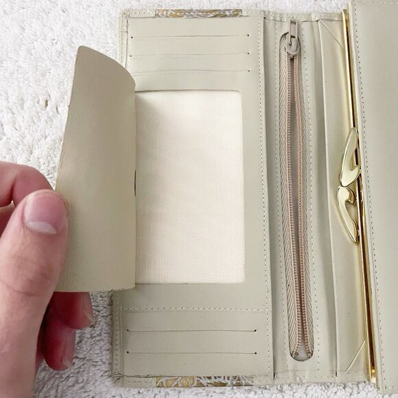 Topstyle Cream Tooled Leather Wallet Germany Floral Embossed Accordion Old Money - Picture 8 of 12